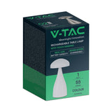 V-TAC Lampada LED da Tavolo 1W con Batteria 800mAh Ricaricabile USB C Colore Bianco in Metallo Touch Dimmerabile 3in1