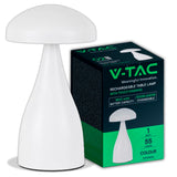 V-TAC Lampada LED da Tavolo 1W con Batteria 800mAh Ricaricabile USB C Colore Bianco in Metallo Touch Dimmerabile 3in1