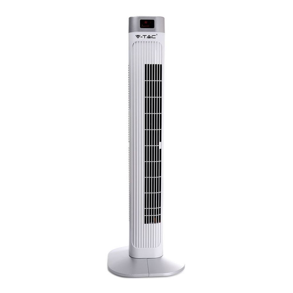 V-TAC Ventilatore a Torre 55W con Display LED con Indicatore di Temperatura e Telecomando Colore Bianco 92cm