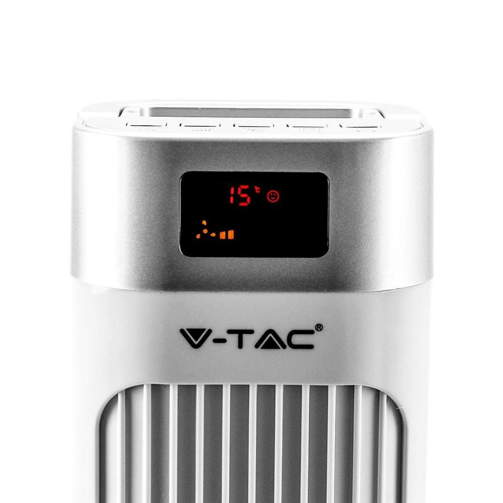 V-TAC Ventilatore a Torre 55W con Display LED con Indicatore di Temperatura e Telecomando Colore Bianco 92cm