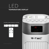 V-TAC Ventilatore a Torre 55W con Display LED con Indicatore di Temperatura e Telecomando Colore Bianco 92cm