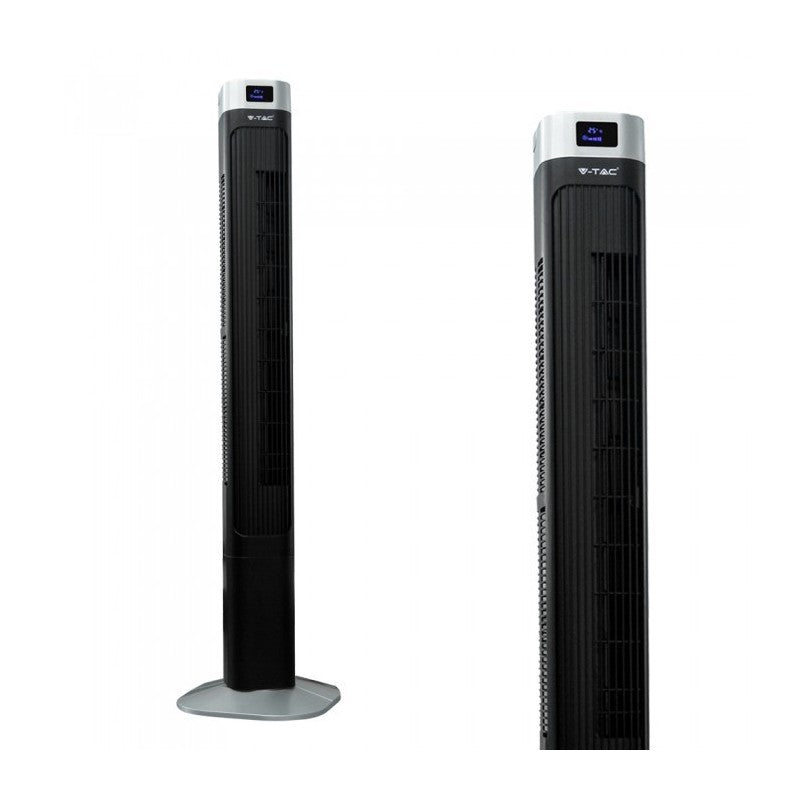 V-TAC Ventilatore a Torre 55W con Display LED con Indicatore di Temperatura e Telecomando Colore Nero 120cm