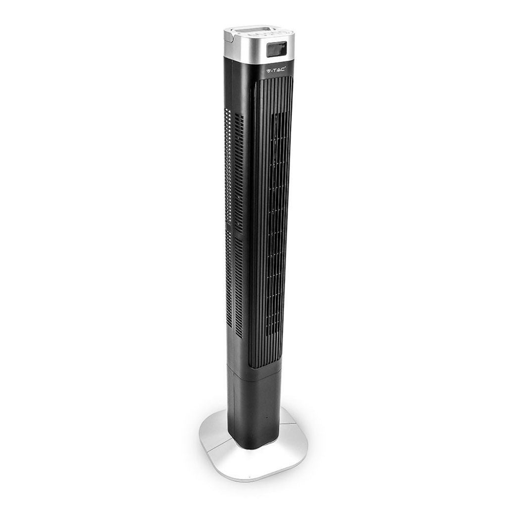 V-TAC Ventilatore a Torre 55W con Display LED con Indicatore di Temperatura e Telecomando Colore Nero 120cm