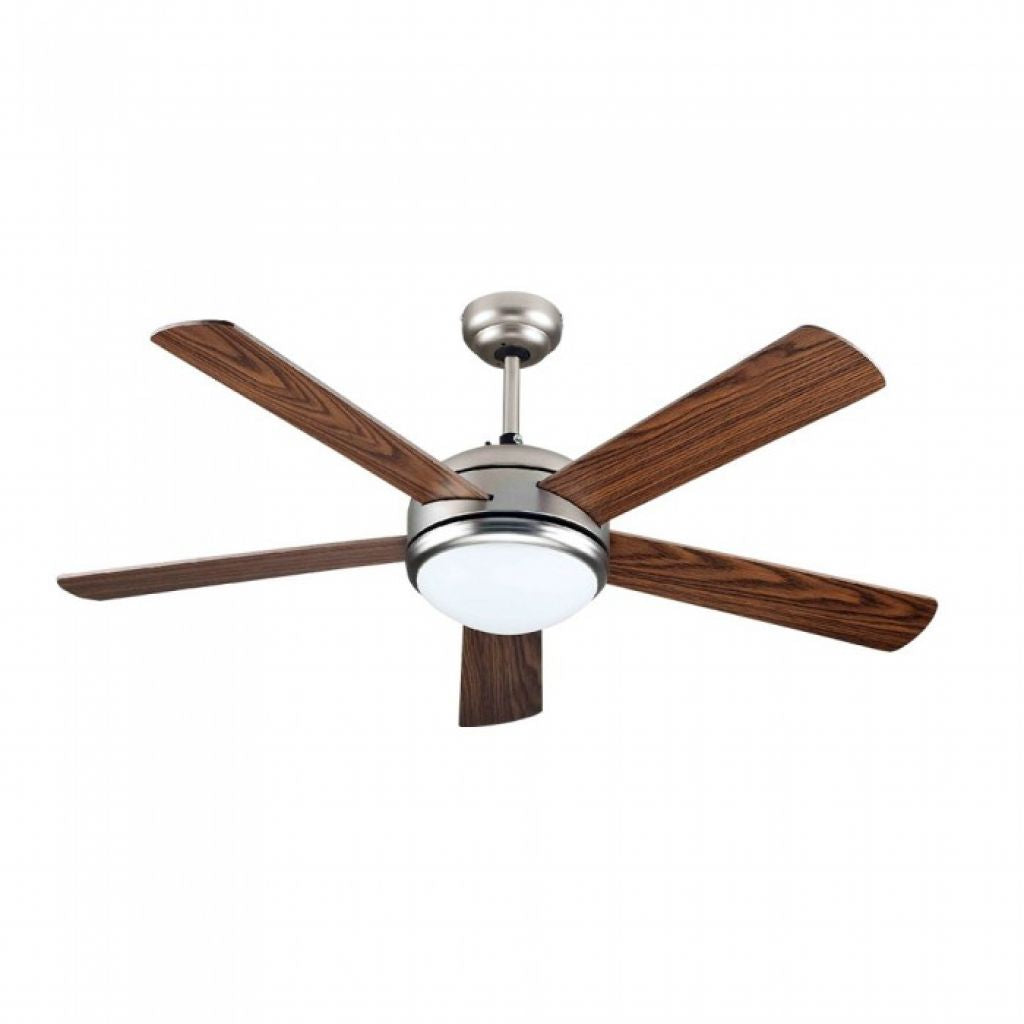 V-TAC Ventilatore LED da Soffitto 15W 3 in 1 con Motore a Corrente Alternata da 60W con Telecomando 5 pale (Mdf Scure)
