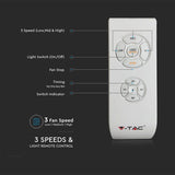 V-TAC Ventilatore LED da Soffitto 2*E27 con Motore a Corrente Alternata da 60W con Telecomando 5 pale (Mdf Chiare)