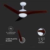 V-TAC Ventilatore LED da Soffitto 15W 3 in 1 con Motore a Corrente Continua da 35W con Telecomando 3 pale Marroni