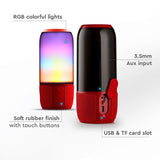 V-TAC Lampada LED da Tavolo 2 LED 3W Multifunzione Speaker Bluetooth USB e TF CARD Colore Rosso con Luci RGB