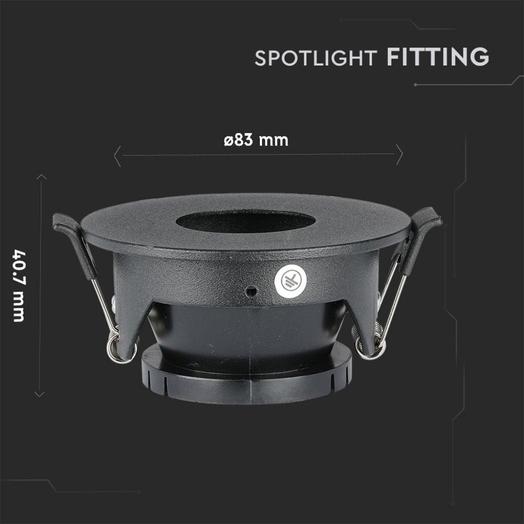 V-TAC Portafaretto LED da Incasso GU10 Rotondo Colore Nero con Interno Nero