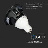 V-TAC Portafaretto LED da Incasso GU10 Rotondo Colore Nero con Interno Nero
