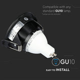V-TAC Portafaretto LED da Incasso GU10 con Sezione Quadrata Colore Nero con Interno Nero