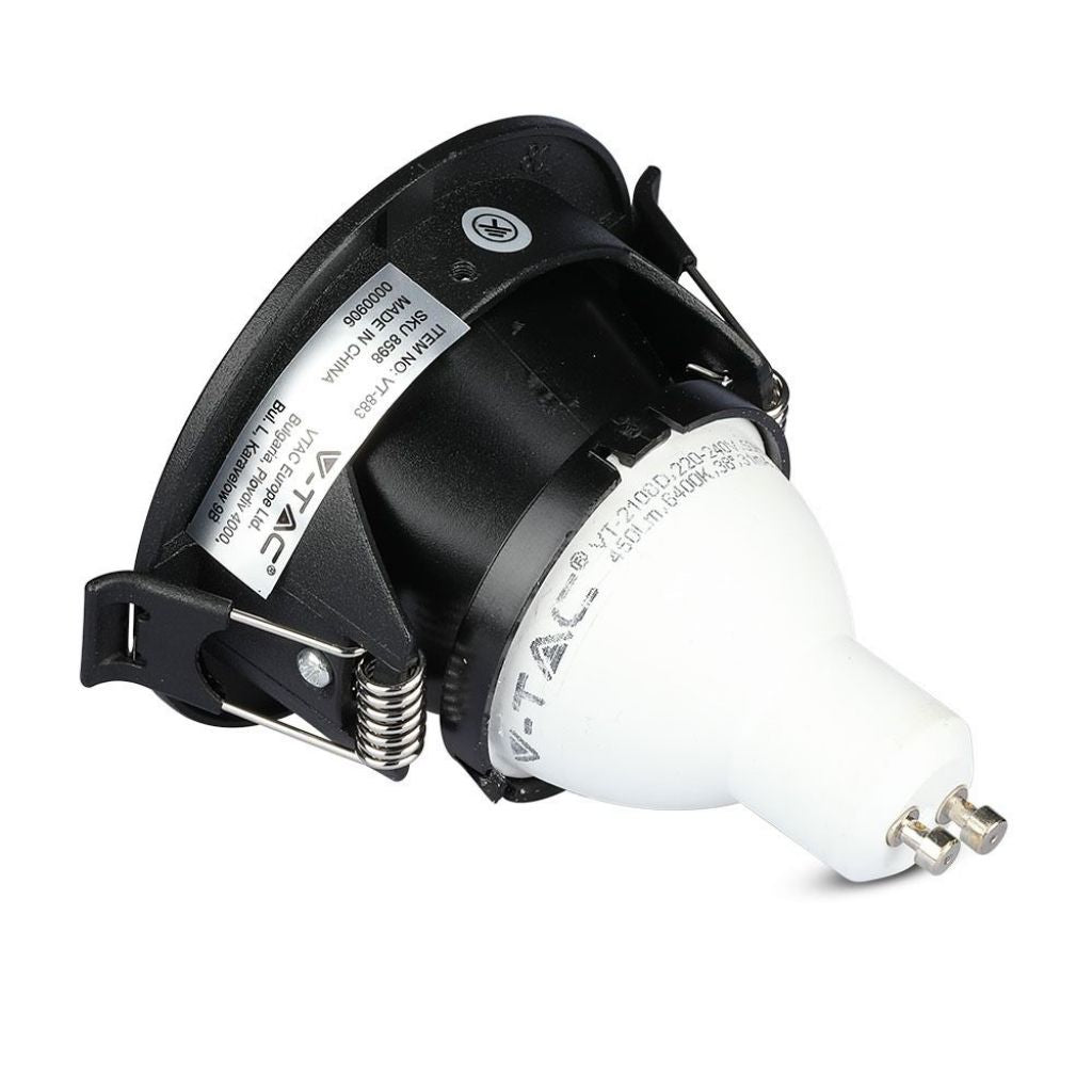 V-TAC Portafaretto LED da Incasso GU10 con Sezione Quadrata Colore Nero con Interno Nero