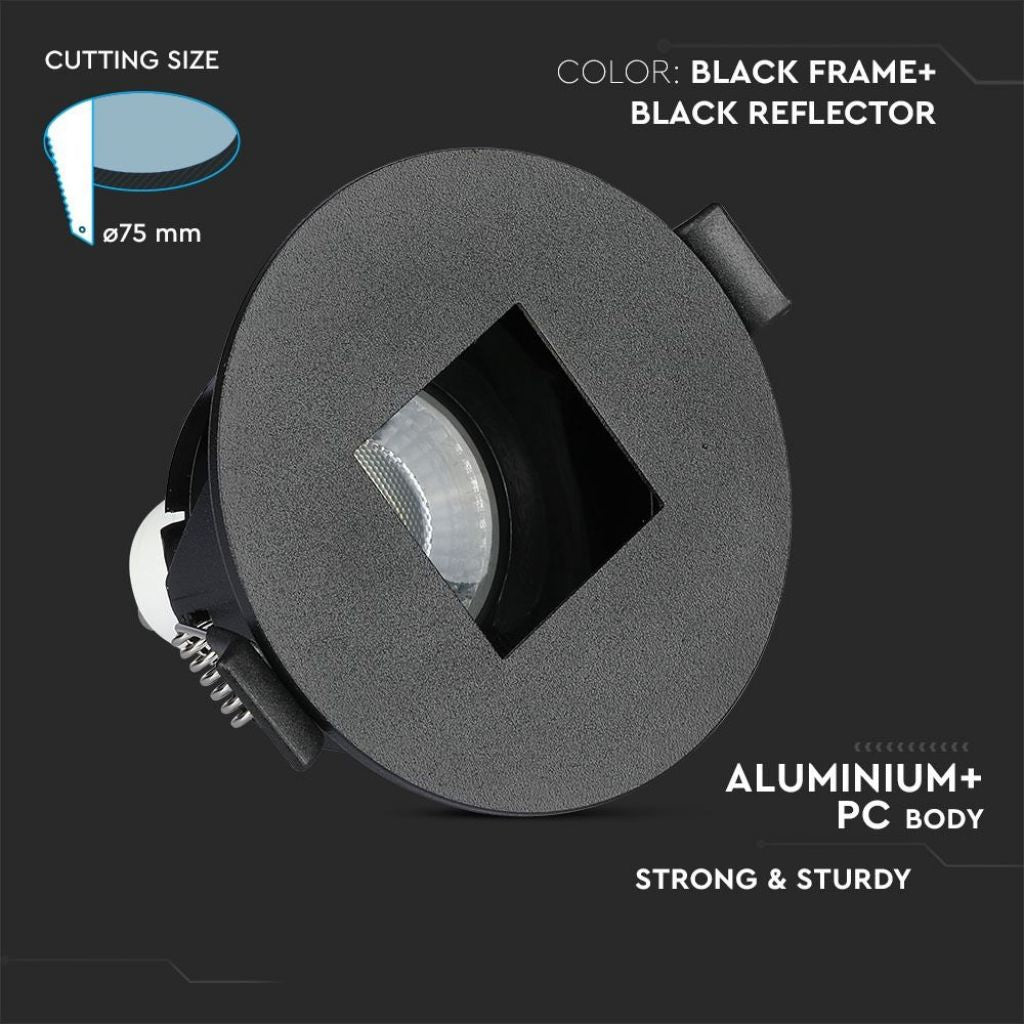 V-TAC Portafaretto LED da Incasso GU10 con Sezione Quadrata Colore Nero con Interno Nero
