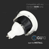 V-TAC Portafaretto LED da Incasso GU10 con Sezione a Mezza Luna Colore Bianco con Interno Nero