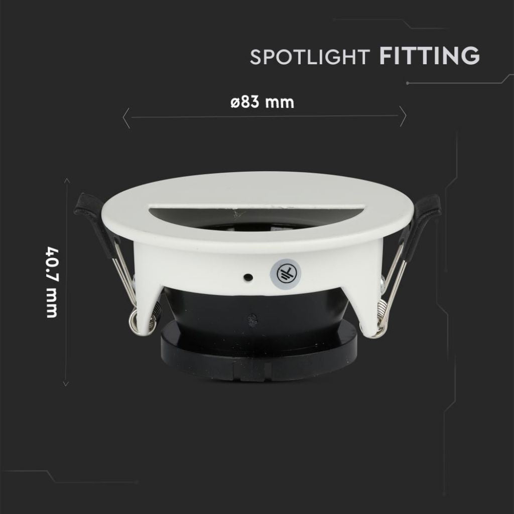 V-TAC Portafaretto LED da Incasso GU10 con Sezione a Mezza Luna Colore Bianco con Interno Nero