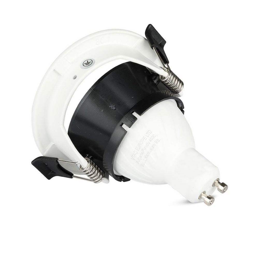 V-TAC Portafaretto LED da Incasso GU10 con Sezione a Mezza Luna Colore Bianco con Interno Nero