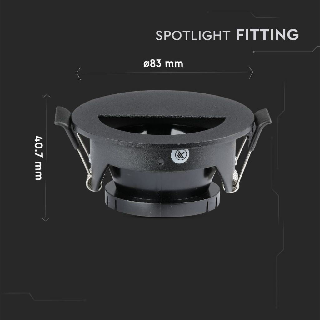 V-TAC Portafaretto LED da Incasso GU10 con Sezione a Mezza Luna Colore Nero con Interno Nero