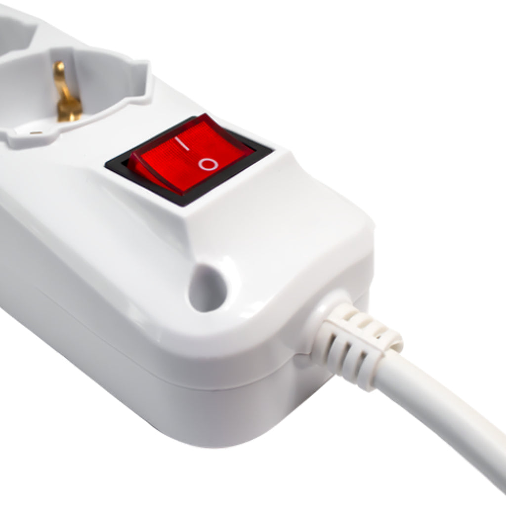 V-TAC Multipresa con 5 Prese 10/16A 2P+T Bipasso/Schuko 45° e Interruttore Generale Luminoso e Cavo 1,5m Spina 16A 2P+T Colore Bianco