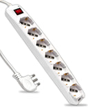 V-TAC Multipresa con 7 Prese 10/16A 2P+T Bipasso/Schuko 45° e Interruttore Generale Luminoso e Cavo 1,5m Spina 16A 2P+T Colore Bianco